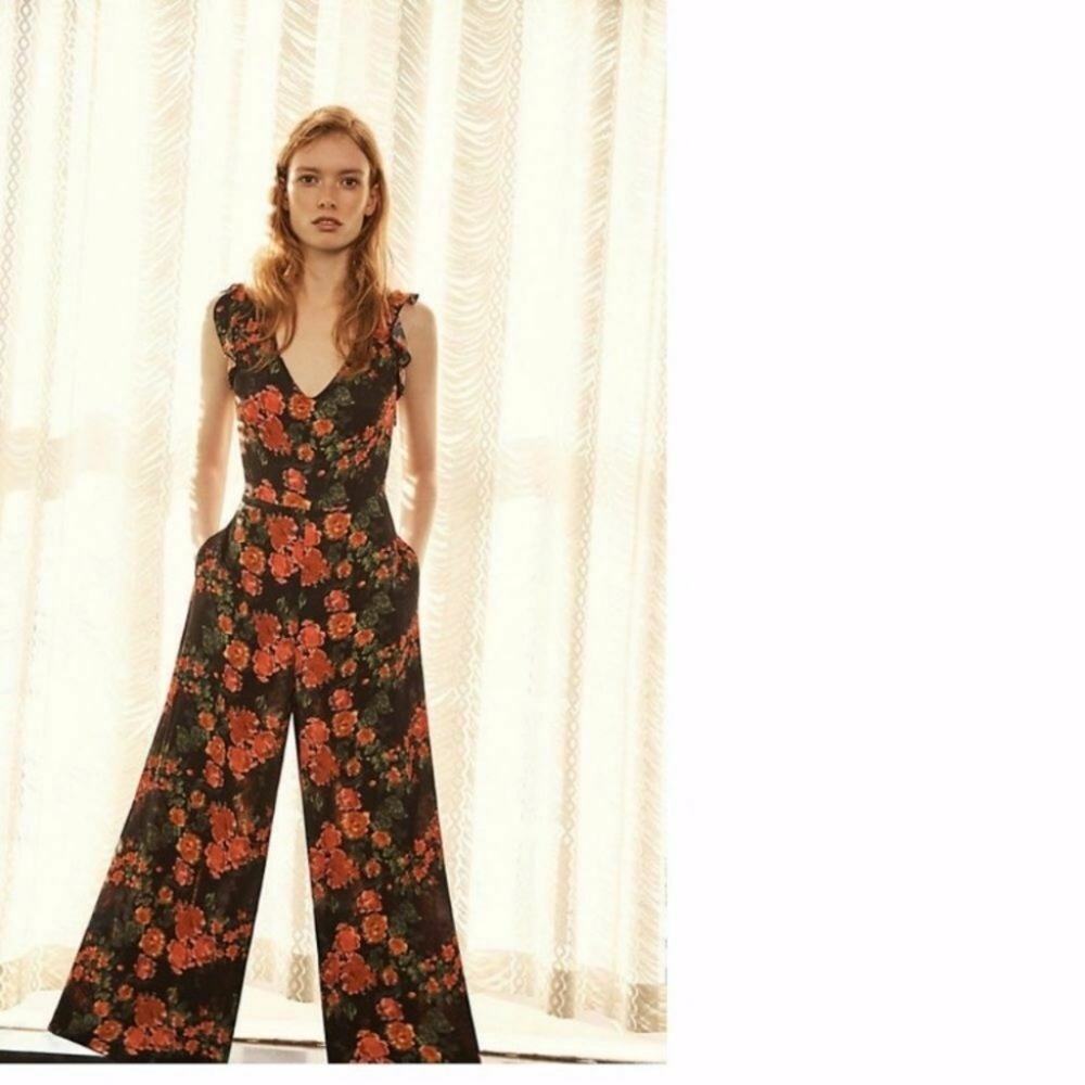ANTHROPOLGIE Tracy Reese Laurette Floral-Print Jumpsuit LP NWT